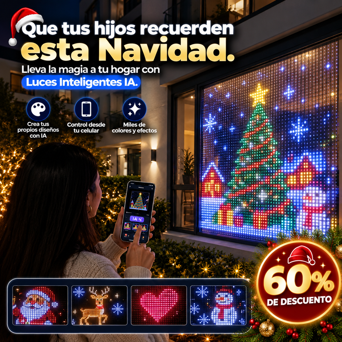 🎄 Luces cortina IA Inteligentes ✨| 60% descuento
